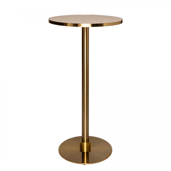 Pink terrazzo brass cocktail bar table hire