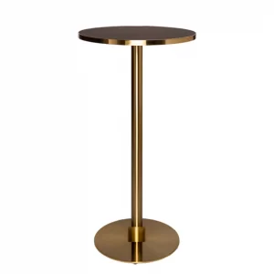 Brass cocktail bar table hire with black marble top