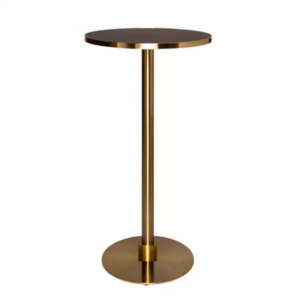 Brass cocktail bar table hire with black marble top