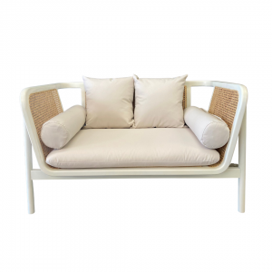 white rattan lounge