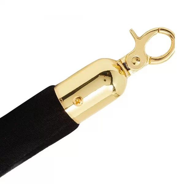 black velvet rope with gold clip hire