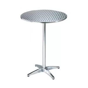 Round stainless steel cocktail bar table hire