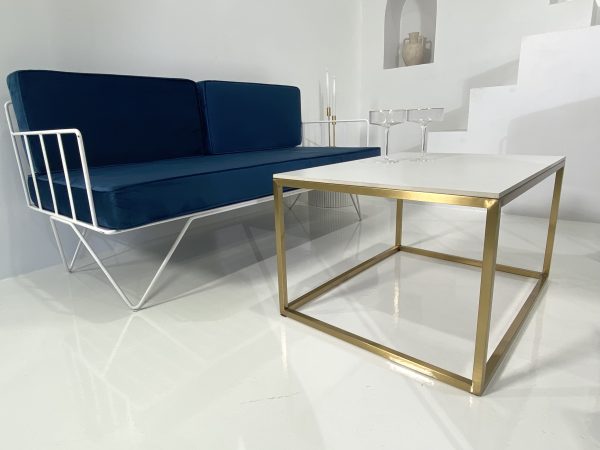 Gold Framed Coffee Table with White Top