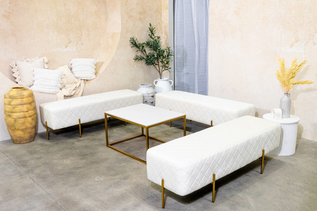 White Ottoman Benches