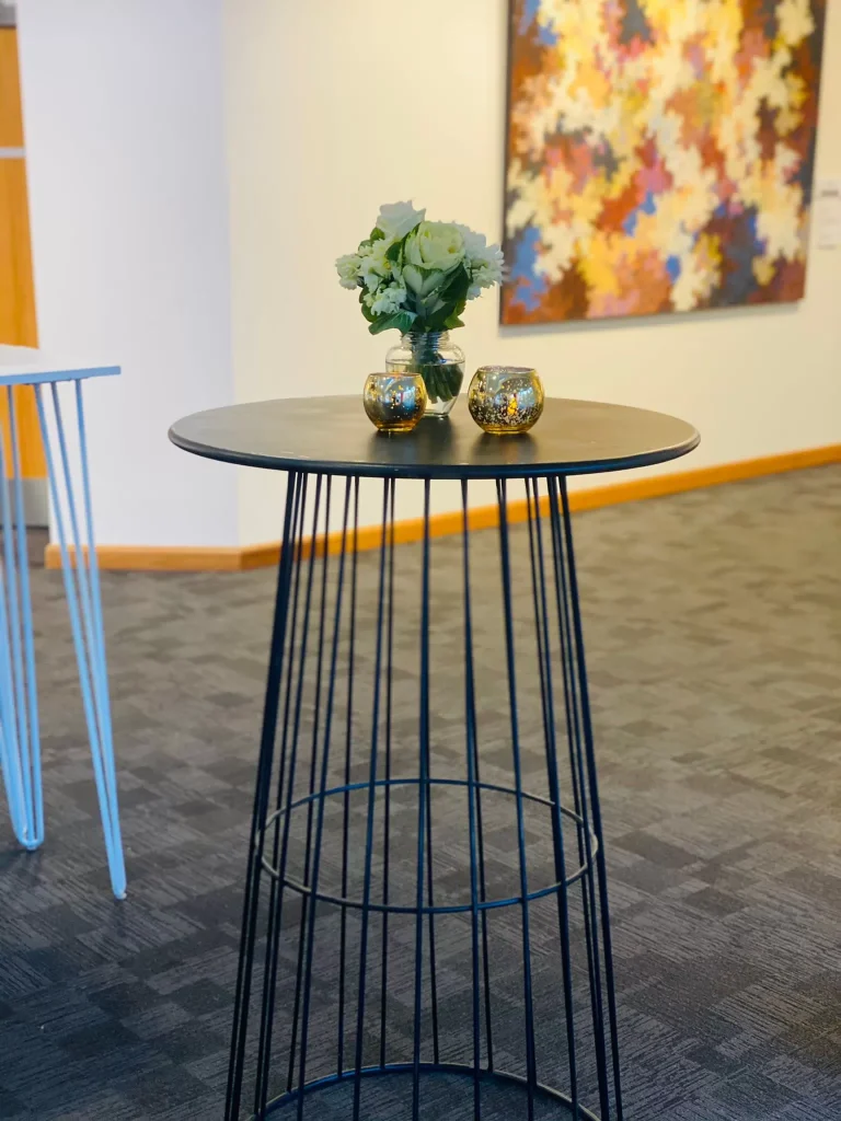 Black wire cocktail bar table