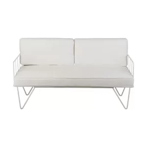 white wire two seater sofa with white cushions 