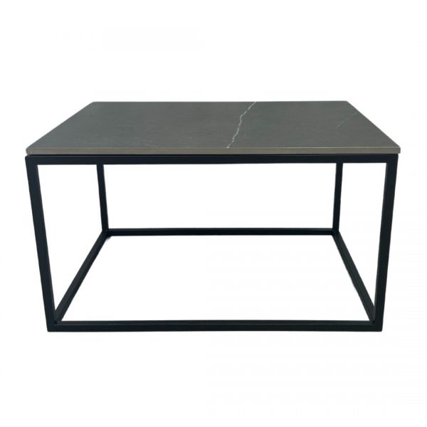 Black Rectangular Coffee Table with Black Marble Top