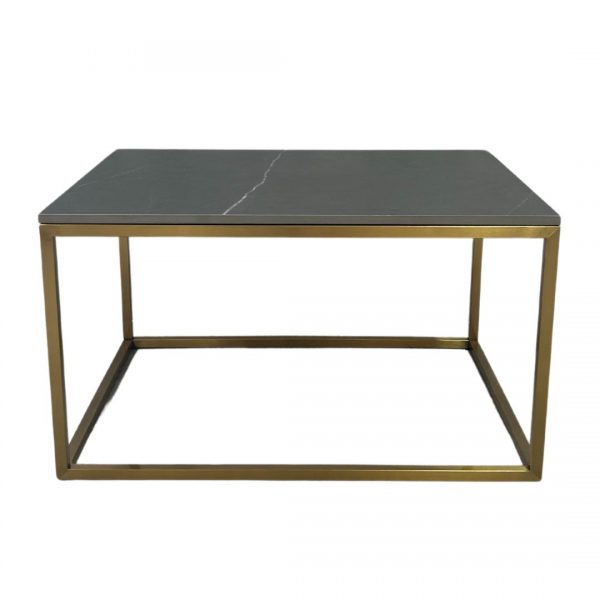 Gold Rectangular Coffee Table with Black Top